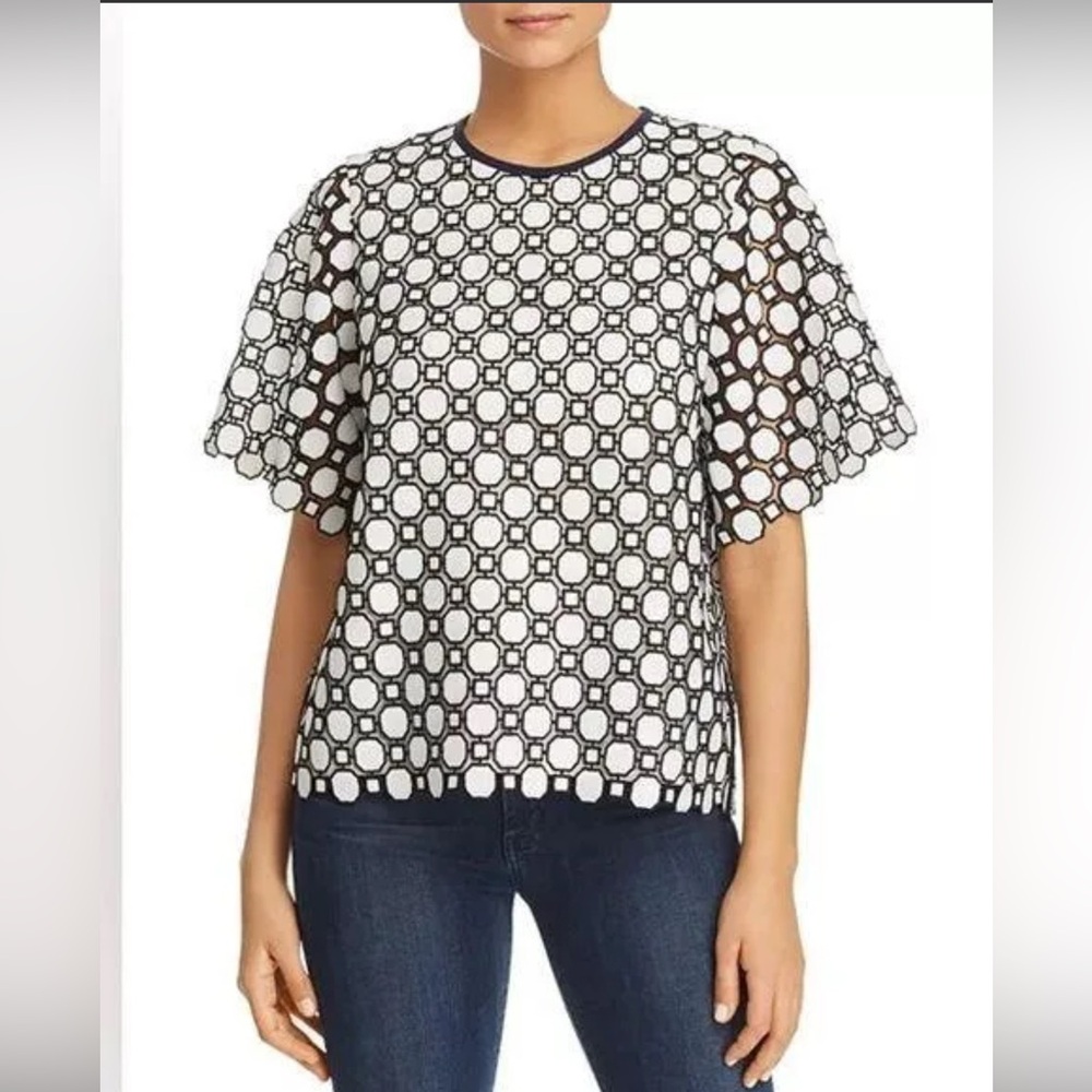 Tory Burch Gloria Geometric Lace Top